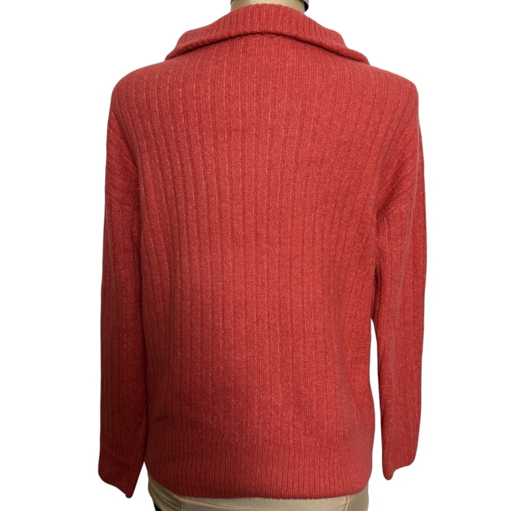 Talbots Half Zip Cable Knit Sweater Size M Coral Coastal Grandma Preppy Classic - Picture 2 of 11